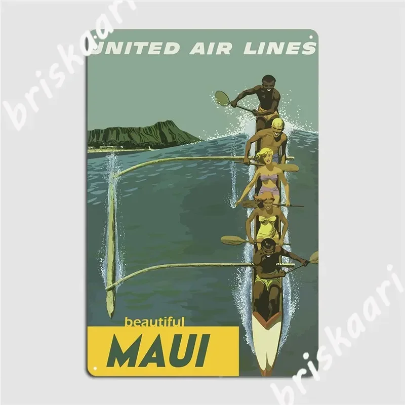Hawaii Retro Maui Metal Plaque Poster Cinema Kitchen Create Club Bar Plaques Tin Sign Poster