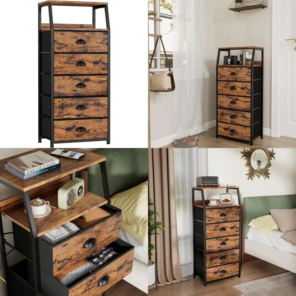 

Вертикальная тканевая башня с 5 ящиками для спальни, прихожей, прихожей и детской комнаты.