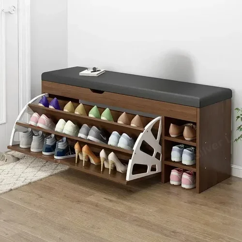 PU 가죽 오토만 벤치 신발 보관 캐비닛, 좌석 변경 스툴 벤치, 현관 장착 필요, 현대 신발거치대  Best5