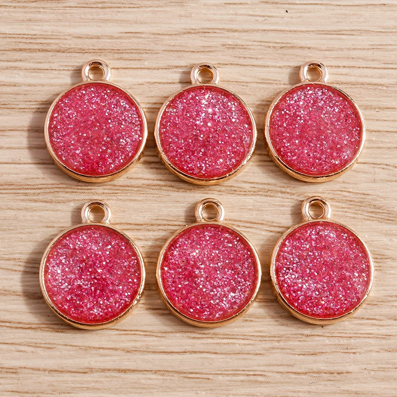 Tusember 20 Stück bunte Anhänger, niedliche runde glänzende Glitzer-Charms für DIY-Ohrringe, Halsketten, Schmuckzubehör und Schmuckfertigkeiten – Detail 4