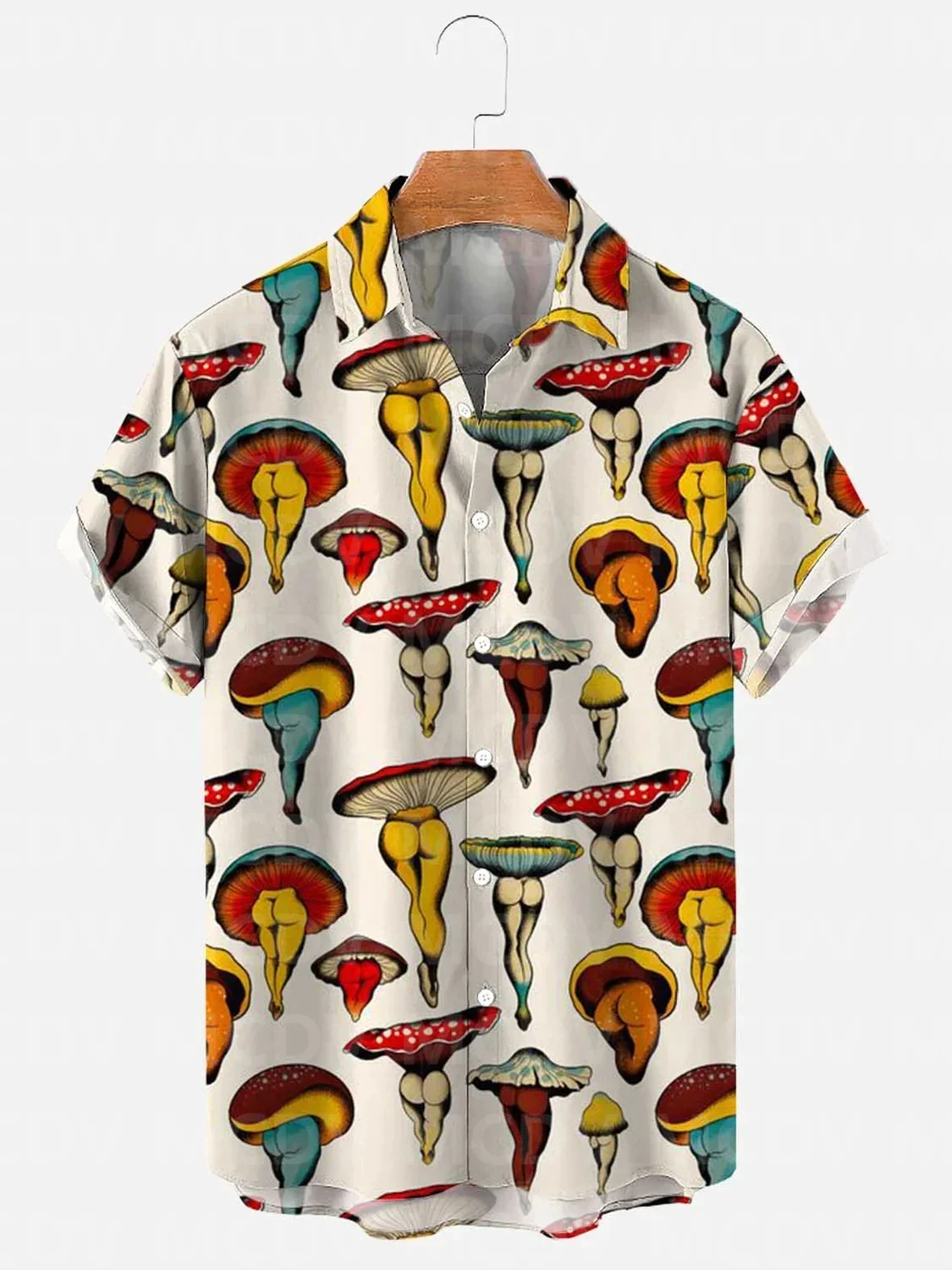 Men's For Women's Mushrooms Funny Print Short Sleeve Casual Shirt Hawaiian Shirt