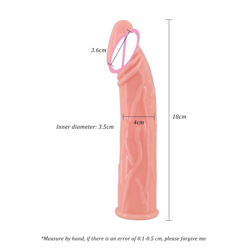 Penis Sleeve 7CM Extender Reusable Condom Cock Sleeve Dick Enlargement Delay Ejaculation Dildo Realistic Penis Sex Toys For Men