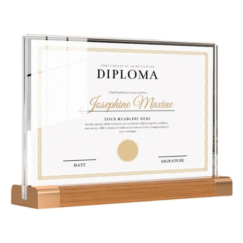  Modern Clear A 5 Document Holders Tabletop Display Menu Stand With Golden Metal Base Design For Offices And Showrooms