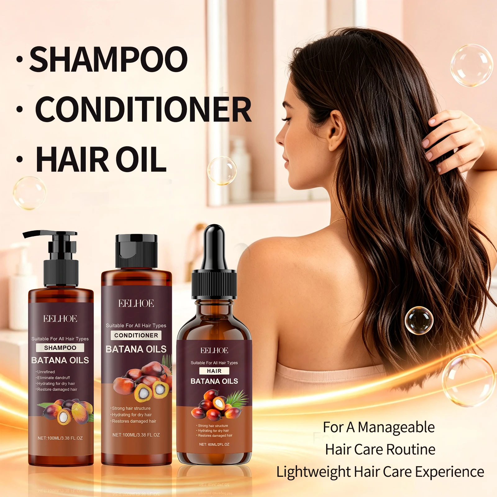 Batana Shampoo Conditioner Hair Oil Moisturizing Scalp Care Smoothing Repair Gentle Cleansing Refreshing Improve Hair Quality