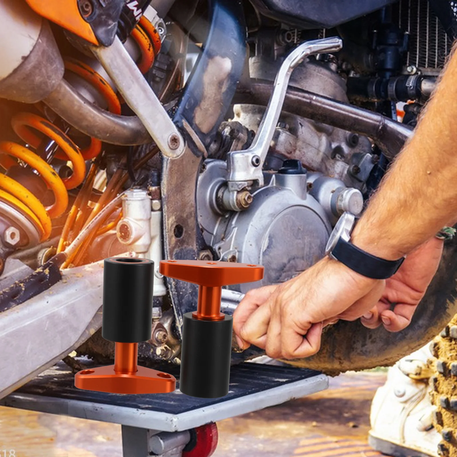 

2Pcs Universal Motorcycle Frame Sliders Anti-Crash Aluminum Protection Exhaust Pipe Guard Maintenance Kit Slider