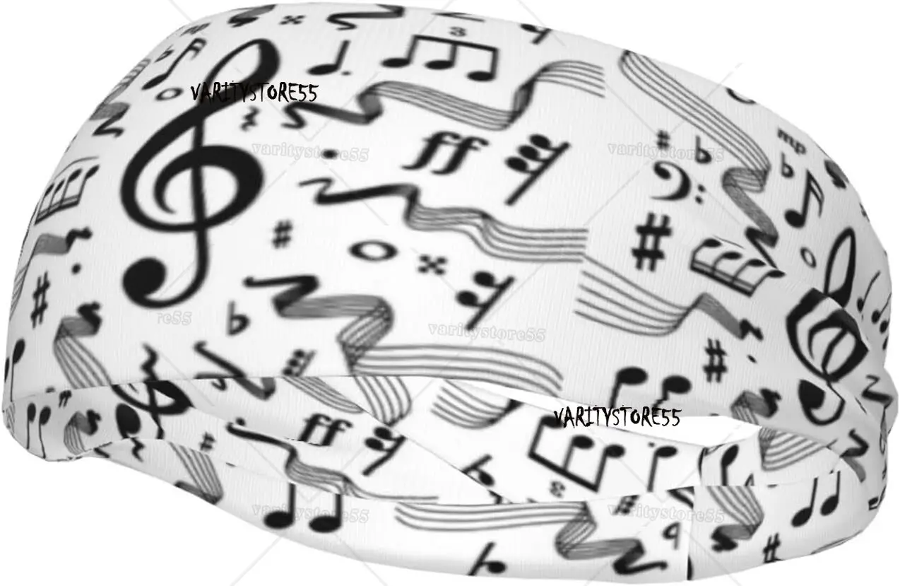

Music Notes Wide Headbands Fashion Hair Bands Yoga Running Sports Workout Gym Stretchy Turbans for Women Men