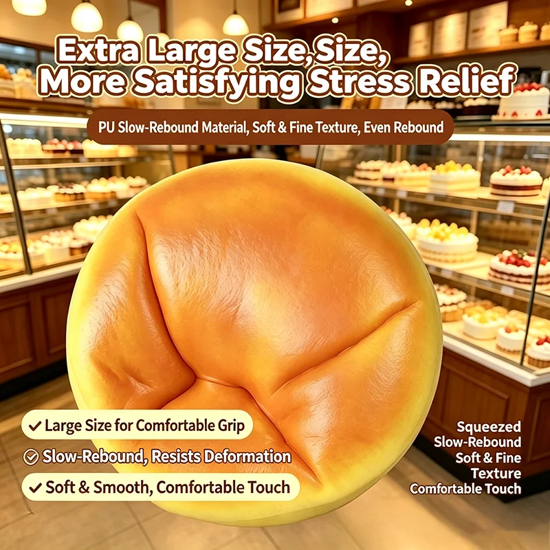 Jumbo PU Slow Rising Squishy Bread Realistic Oversized Cake Stress Relief Squeeze Fidget Toy for Kids Adults