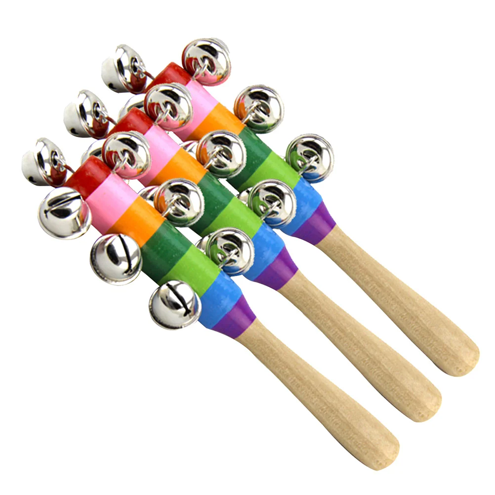 3 Pcs Grasping Toys Kids Musical Instrument Auditory Training Hand Jingle Bells Wooden