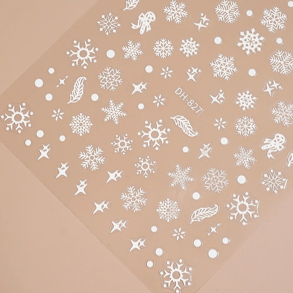 1/5/10 pièces flocon de neige arc plume ongles autocollants hiver noël 3D plat Nail Art décalcomanies bricolage manucure décoration avec pince à épiler