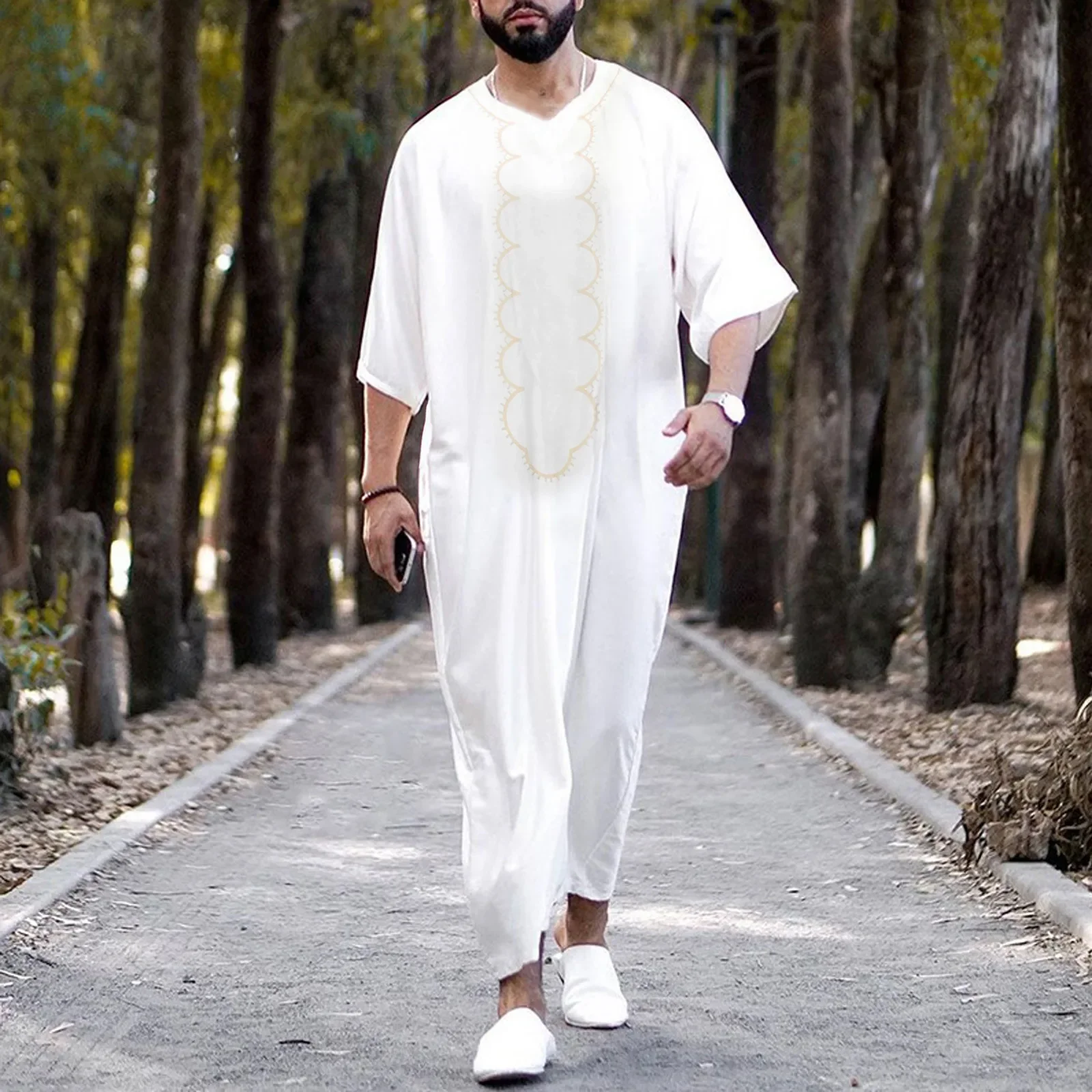 Vestido largo de Ramadán para hombre, ropa islámica de Jubba Thobe, Abaya, ropa saudita, caftán musulmán, Dubái, 2023