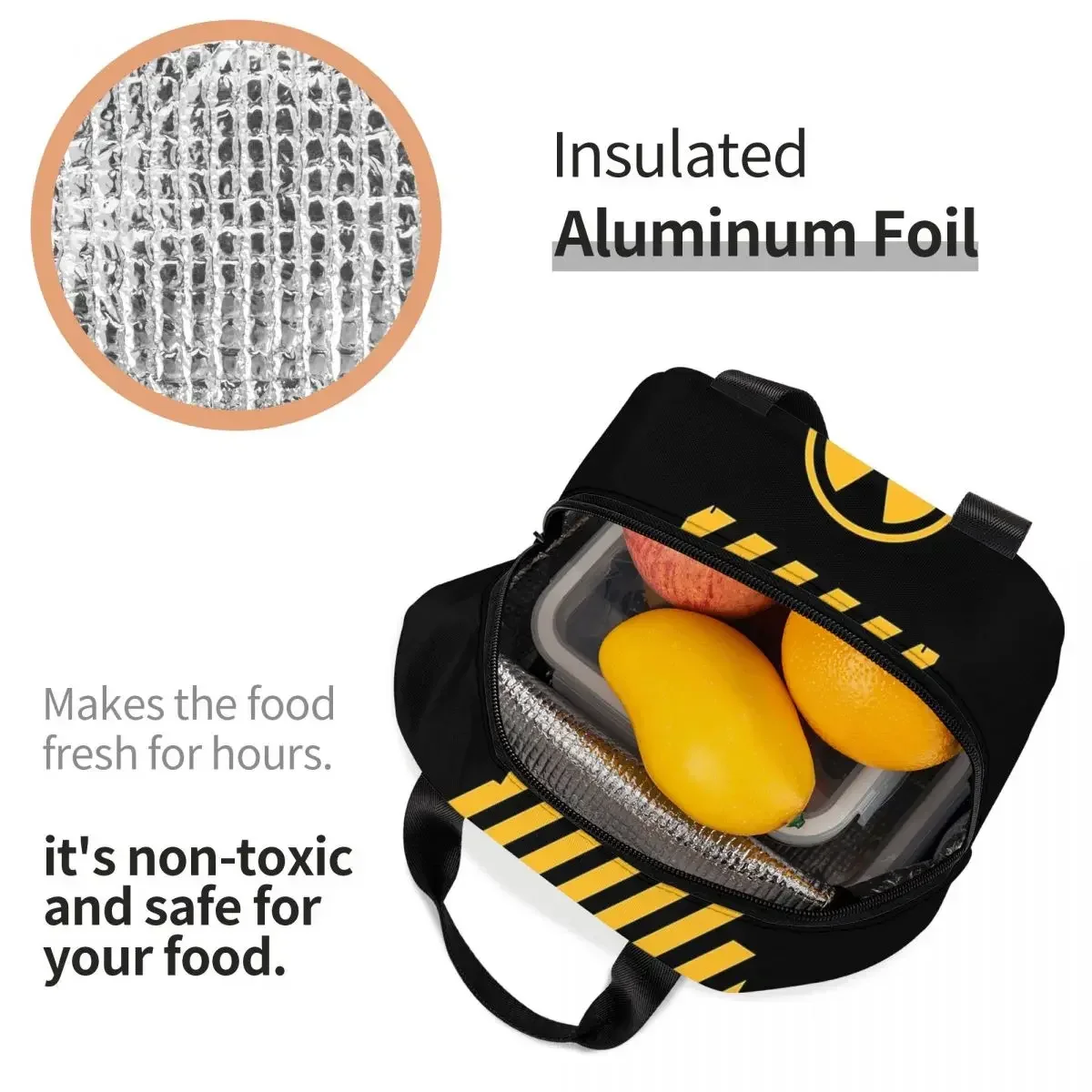 Bolsas de almuerzo aisladas radiactivas amarillas, bolsas de Picnic reutilizables, fiambrera térmica, bolso de almuerzo para mujer, trabajo, escuela para niños