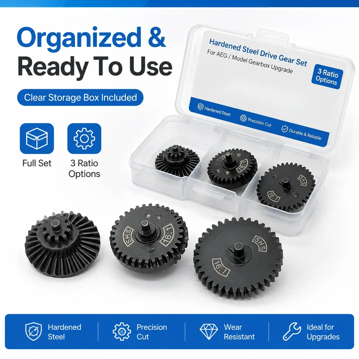 Heat-treated Steel Gear Kit Standard Reduction Ratio Options Shock Resistant Hobby Mechanical Project Assembly Fittings