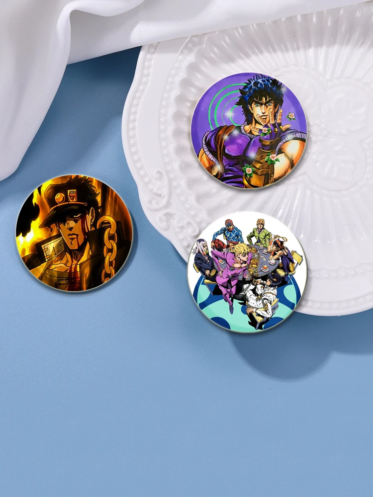 32/44/58mm JoJo Bizarre Adventure Anime Pins Brooch DIY Buttons Snap-in Craft for Bag and Clothes Decoration