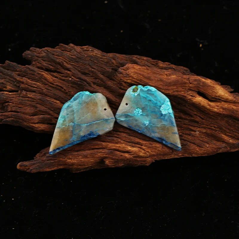 B&F Blue Opal Earring Beads for Jewelry Making, Handmade Natural stones beads, Polished Stones for jewelry Making Supplies