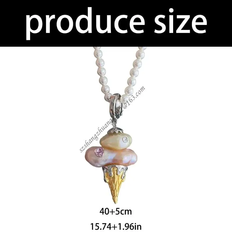 Q6RB فريدة من نوعها آيس كريم سحر اللؤلؤ لهجة سلسلة المجوهرات النحاسية قابلة للتعديل للارتداء اليومي والحفلات