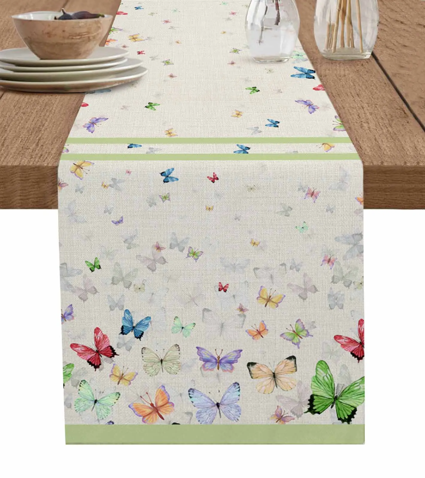 

Butterfly Watercolor Animal Linen Table Runners Kitchen Table Decoration Accessories Dining Table Runner Wedding Party Supplies