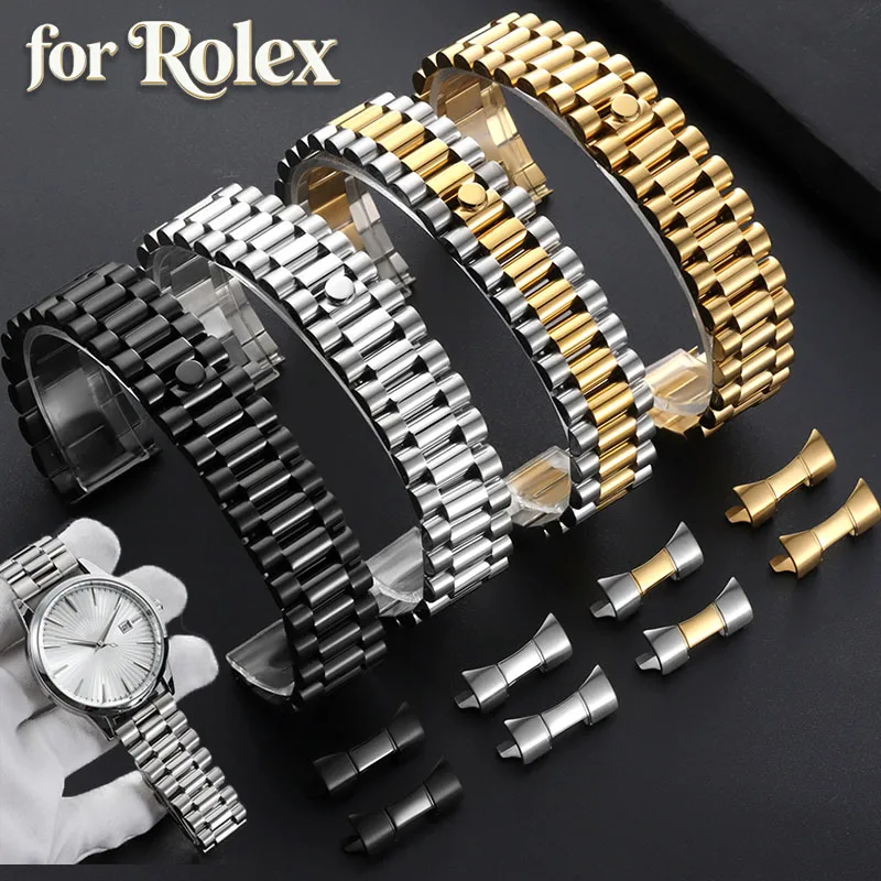 20mm 21mm 22mm 304 Stainless Steel Watch Band for Rolex for DATEJUST Metal Strap Curved End Bracelet Folding Buckle Wristband