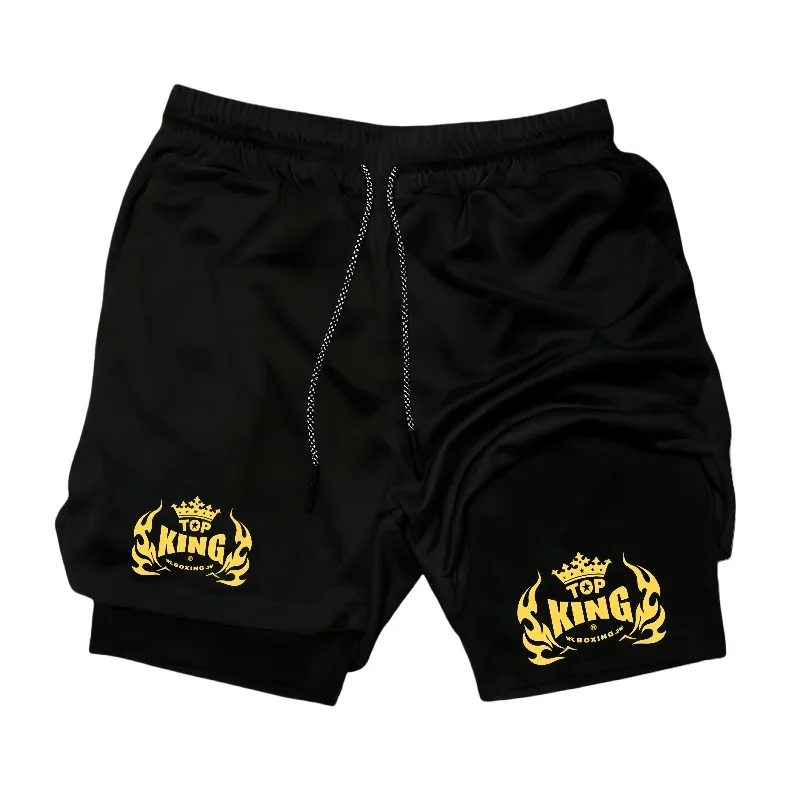 Jogging Fitness Summer Running Shorts for Men 2-in-1 Sports Training Fashion Quick Dry Fashion Gym Pants Phone Pocket Towel Loop