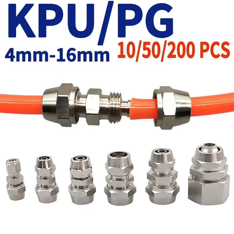 

Copper Plated Nickel Quick Screw Joint PU Straight PG Variable Diameter Direct Gas Pipe Lock Nut Type 6-4 8-6 10-6 12-16mm