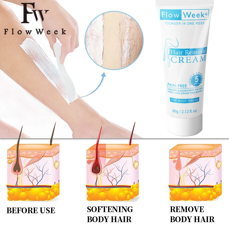 Flow Week Fast Painless Hair Removal Creams For Men And Women Effective Armpit Leg Arm Powerful Beauty Hair Removal