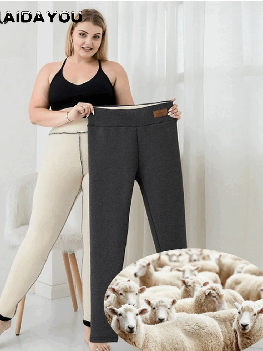 Cashmere Leggings 800g 2 Pound Super Heavy Winter Super Warm for Women Thermal legging High Waisted Pants Fleece