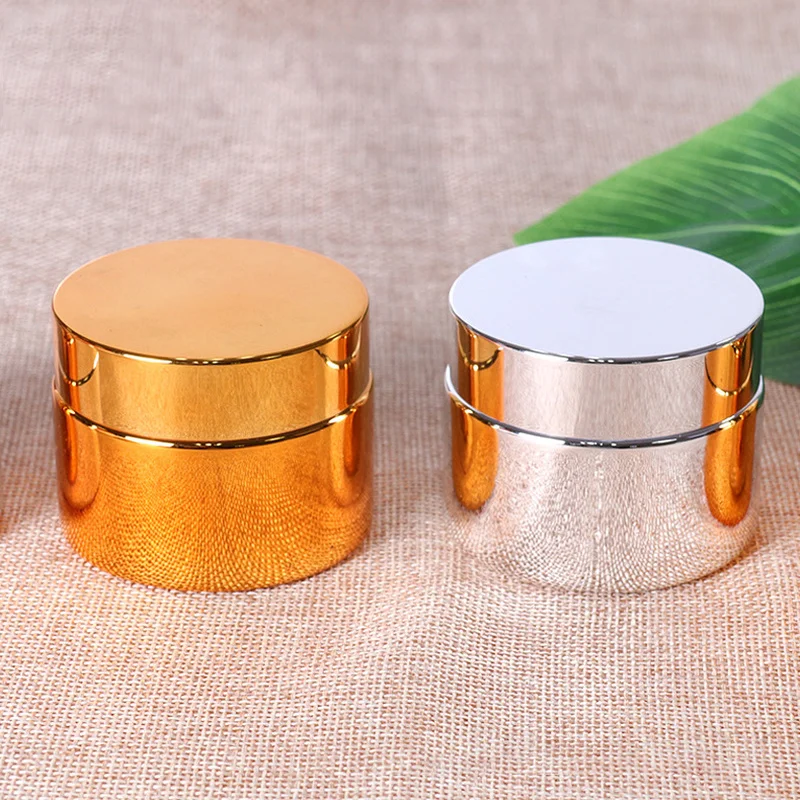 Bocaux Cosmétiques avec Couvercle en Argent et Or, Bouteille en Verre, Récipient à Crème, Conteneur de Maquillage, de Voyage, AfricJars, 5-50g
