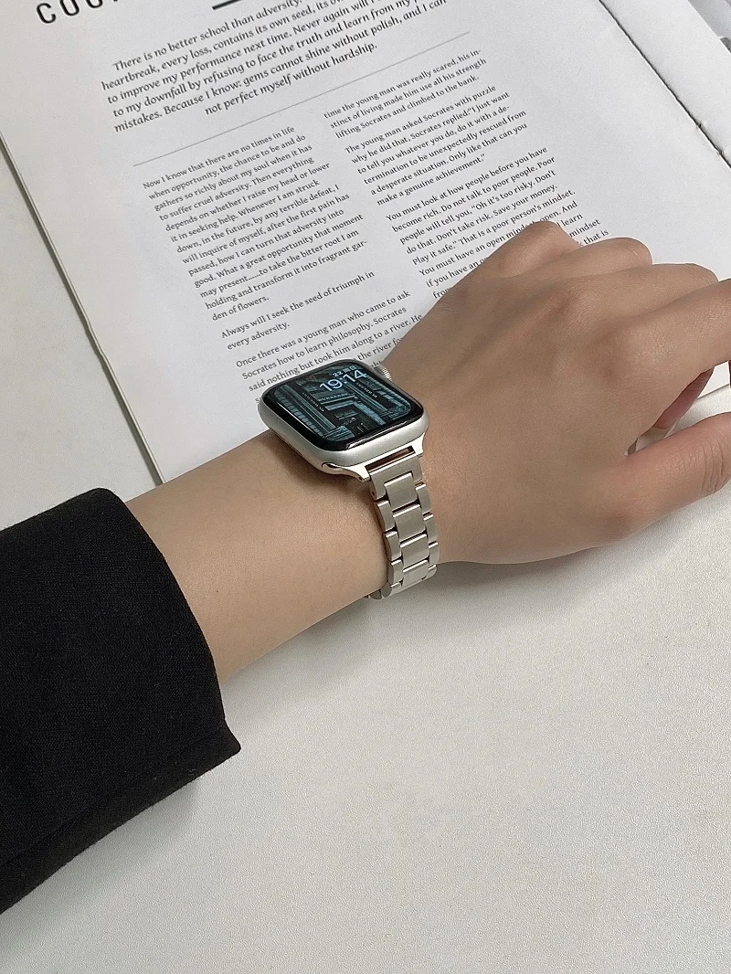 حزام لساعة أبل 11 10 46 مللي متر 42 مللي متر الترا 3-2 49 مللي متر 40 44-41 مللي متر معدن الفولاذ المقاوم للصدأ سوار iWatch سلسلة 8 9 7 5 se 6 4