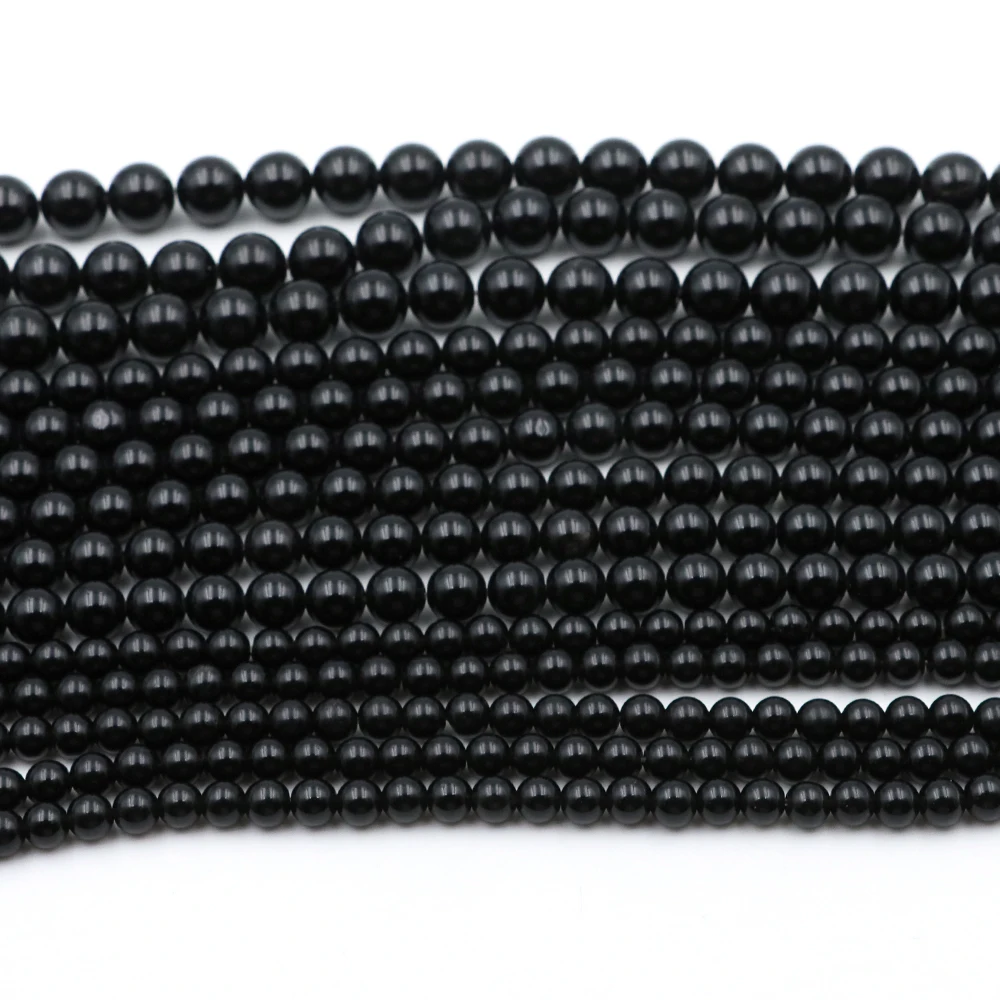 2 3 4 6 8 10 12MM 블랙 아게이트 비즈 라운드 루즈 천연석 비즈 주얼리 제작 DIY 팔찌 목걸이 귀걸이 액세서리