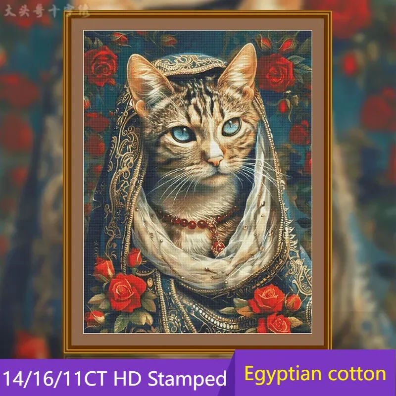 [ZZ6313-Persian Meow] Printed Cross Stitch Kit 14CT 16CT, Embroidery Craft Supplies, Creative Needlework Project