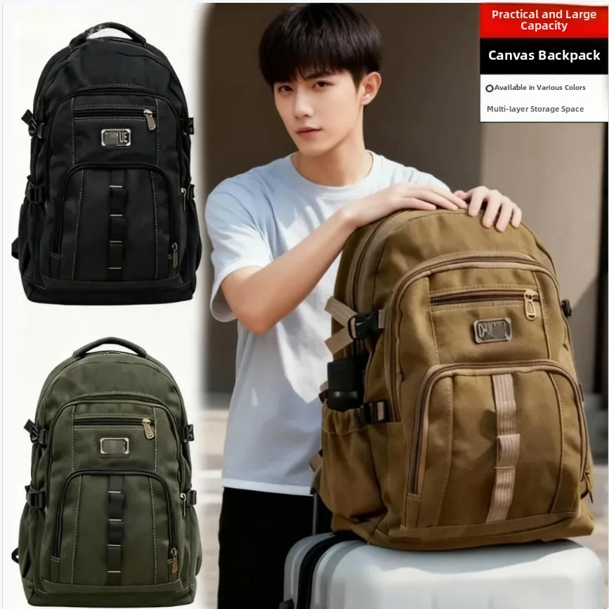 

50L Thiened Canvas Student Bapa Large Capaci Outdoor Dual oulder Bag for Men And Women Resistant to Wear And Tear S...