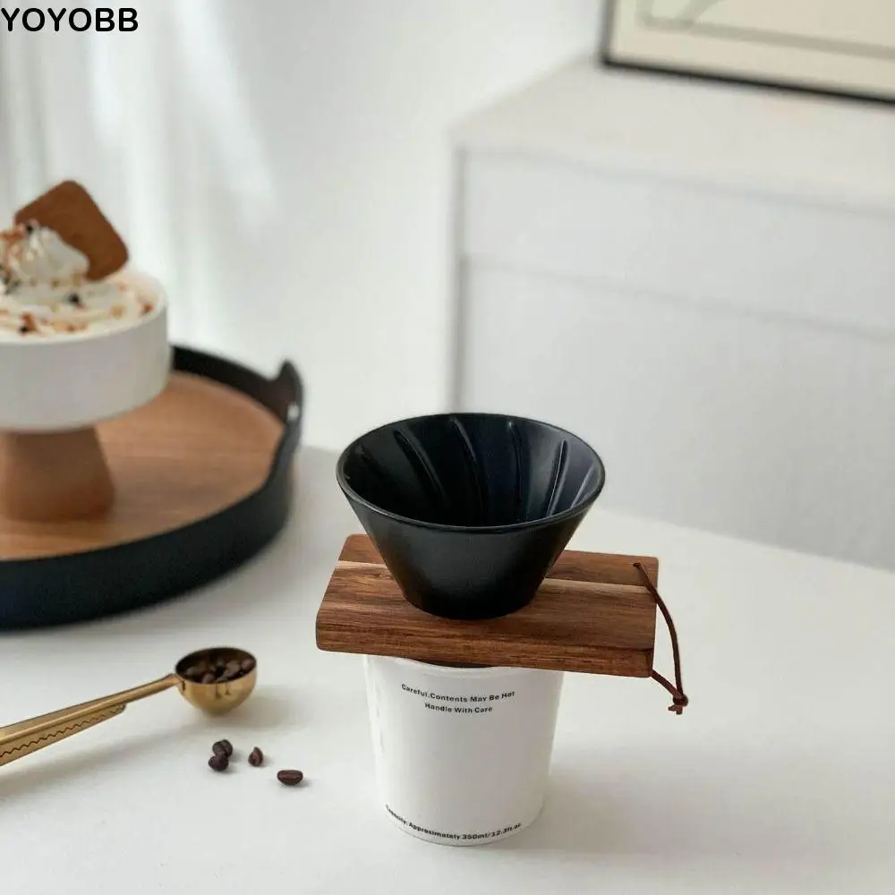 

Reusable Coffee Filter Porcelain Dripper with Base Coffee Dripper Cone Eco-Friendly Portable Drip Coffee Funnel Home /Travel Use