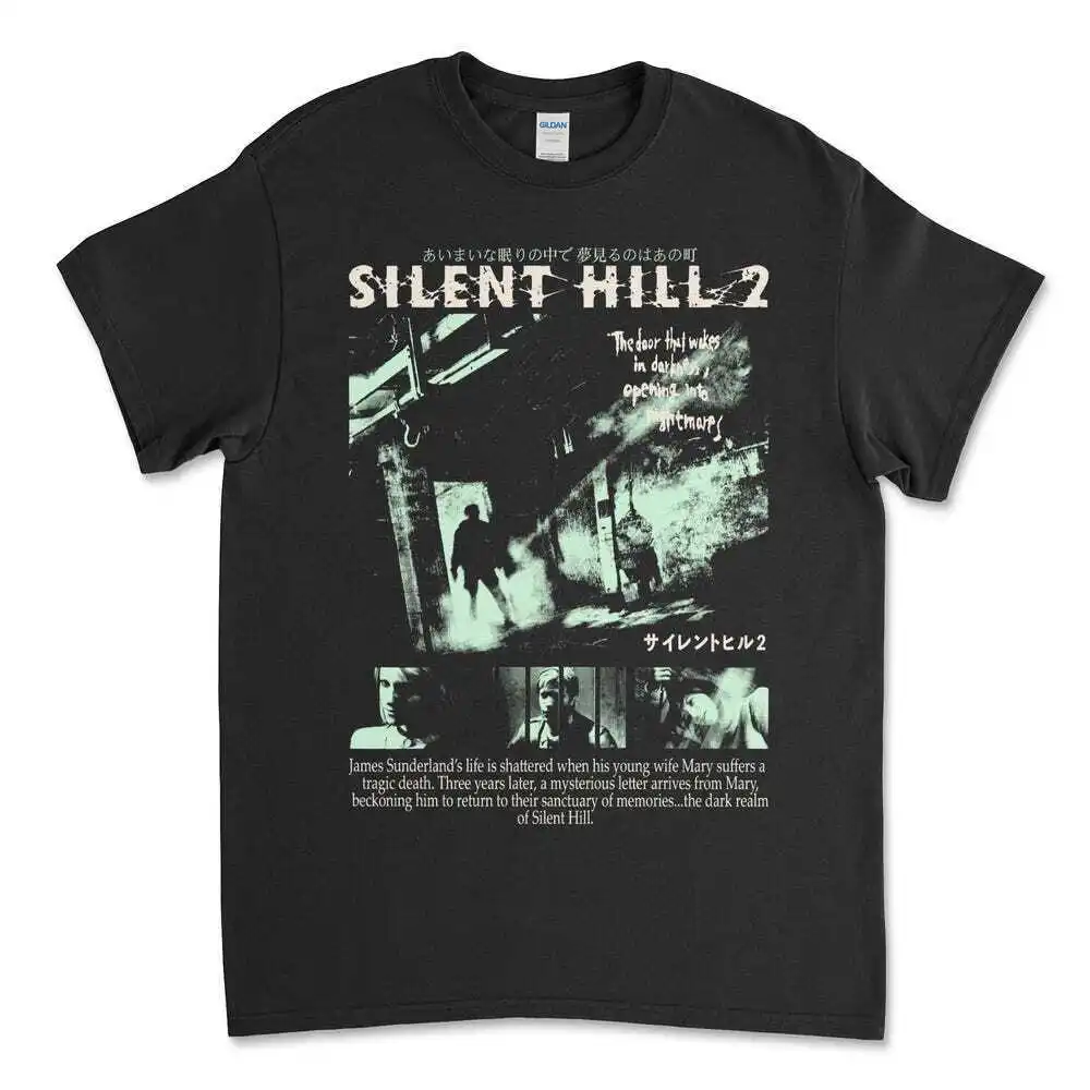 New Silent Hill 2 Black T-Shirt Tee Horror Survival Gaming Konami