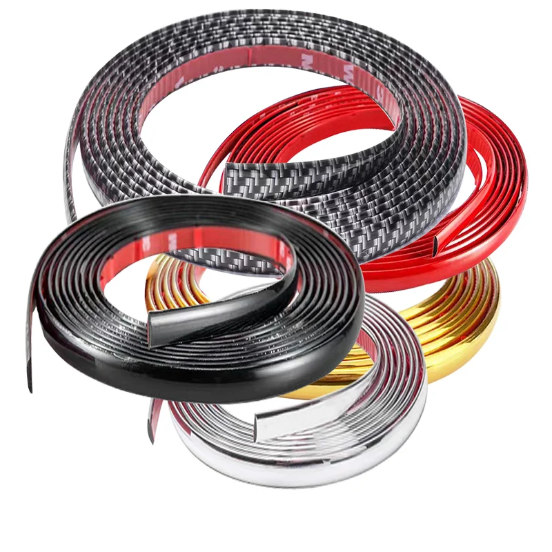 Universal 18mm Wide Car Chrome Bright Strips  Silver Gold Black Red Exterior Decoration Anti-collision Tape Covering Scratches