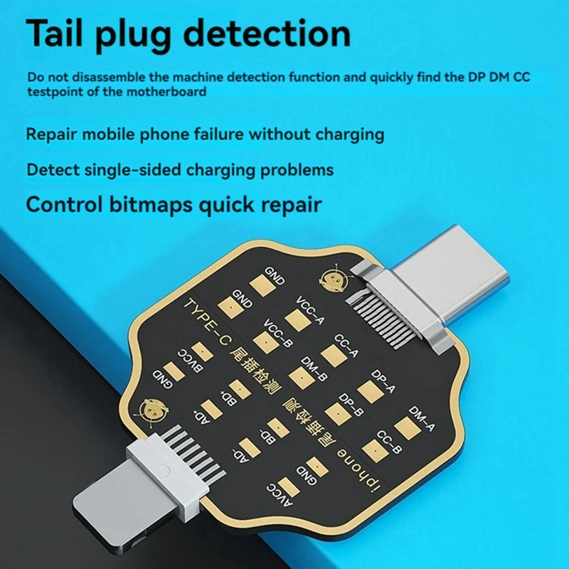 Niet-Verwijderende Mobiele Telefoon Staart Plug Testbord Staart Inbrengen Tester Voor Iphone Type-C Telefoon Snelladen Detectie Tool