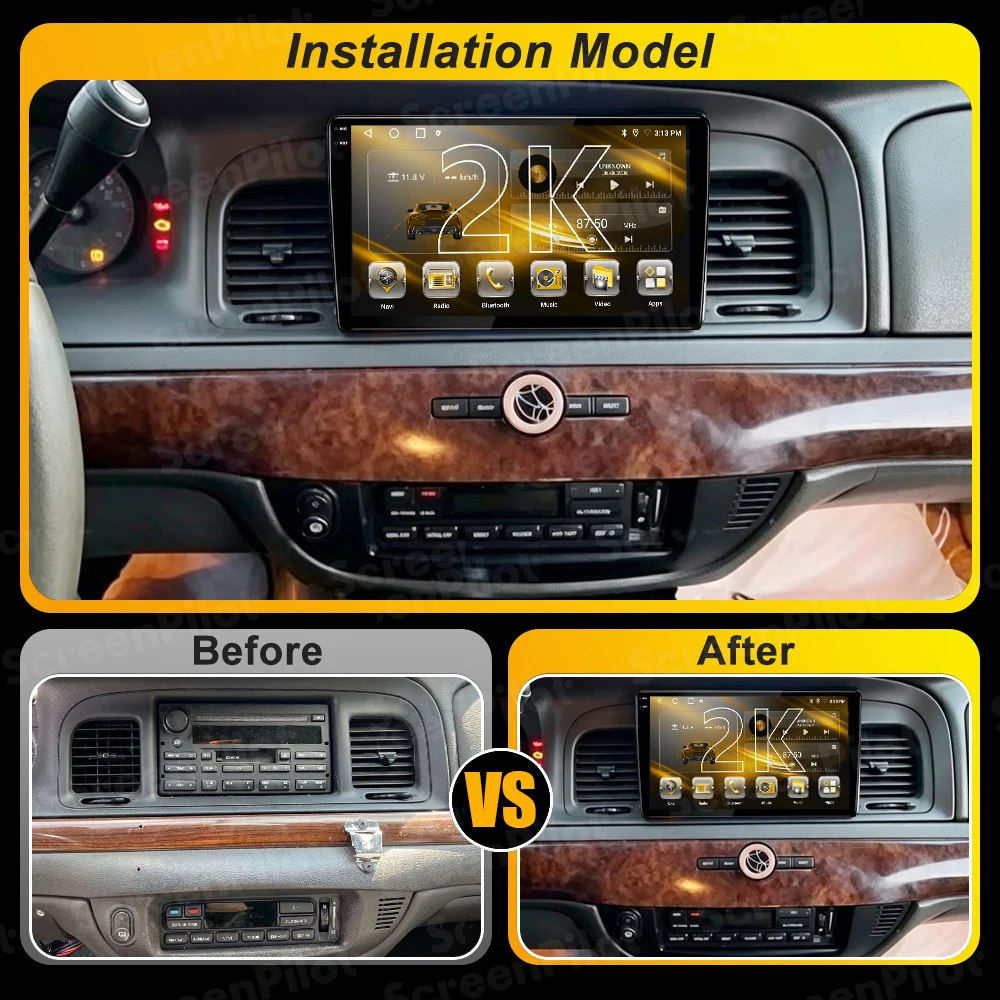 Android 16 For Ford Crown Victoria 1998-2011 For Mercury Marauder 2003-2004 Multimedia Video Player Carplay GPS Navigation Wifi