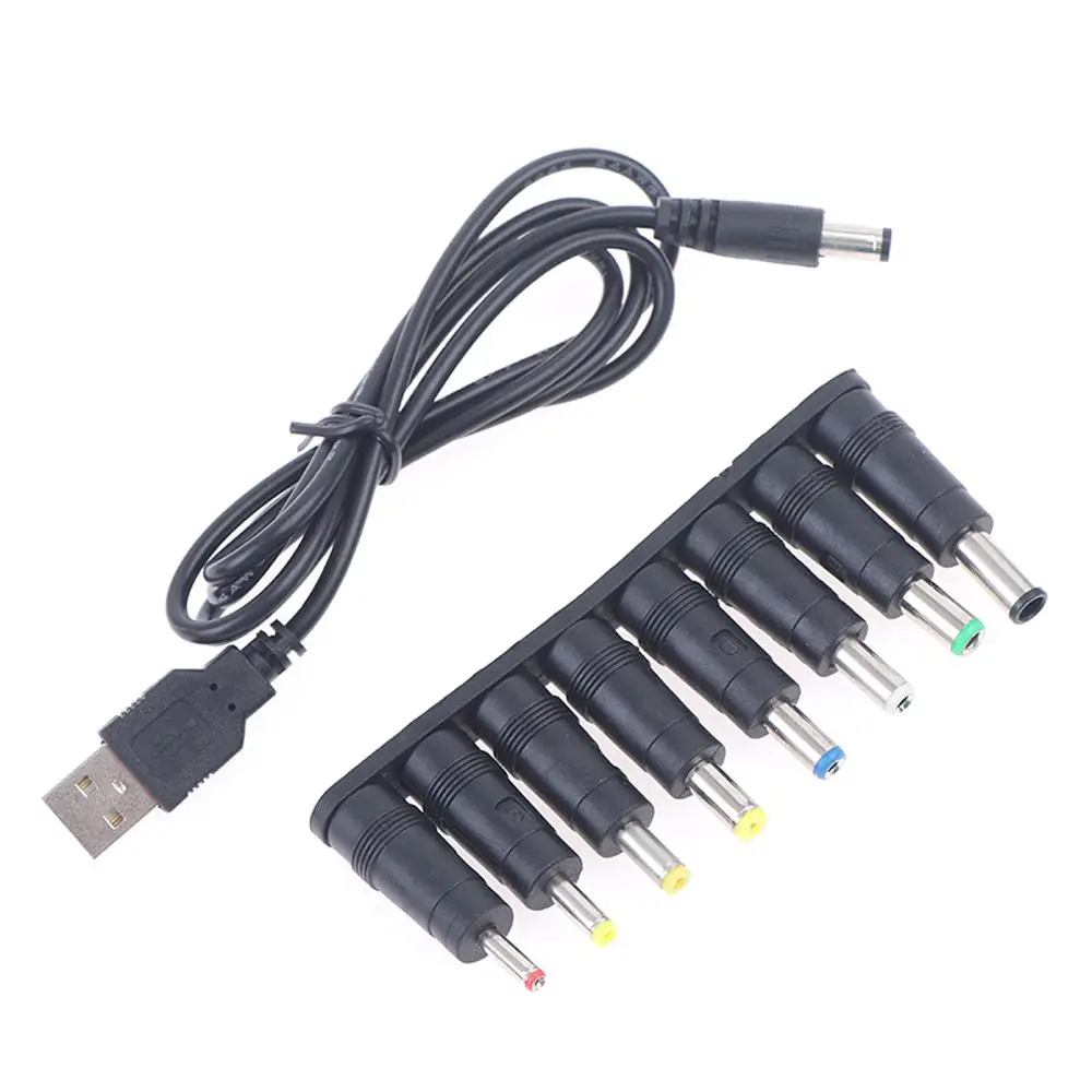 

8 in 1 Power Cord HUB Splitter Laptop Power Adapter DC Connector Interchangeable Plugs DC Power Supply Adapter USB to DC Jack