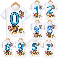 Camiseta de dibujos animados para niños y niñas, ropa con estampado de perro cielo, mahall Ryder, 3, 4, 5, cumpleaños