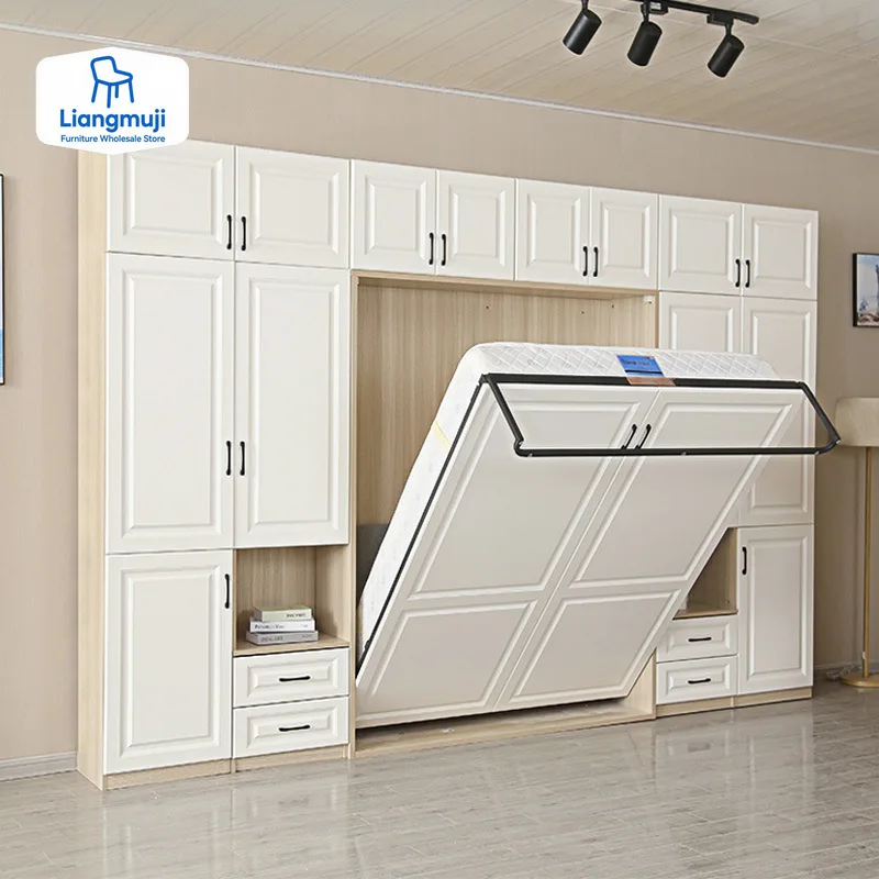 Invisible Multifunctional Wardrobe Integrated Folding Bed, Combination Study Room Bedroom Hidden Wall Cabinet Bed  Bedroom Set