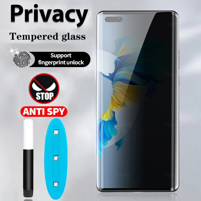 UV Liquid Full Glue Anti Spy Privacy Screen Protector For Honor 30 50 60 70 80 SE 90 100 Magic 4 5 6 Pro Lite 9H Tempered Glass