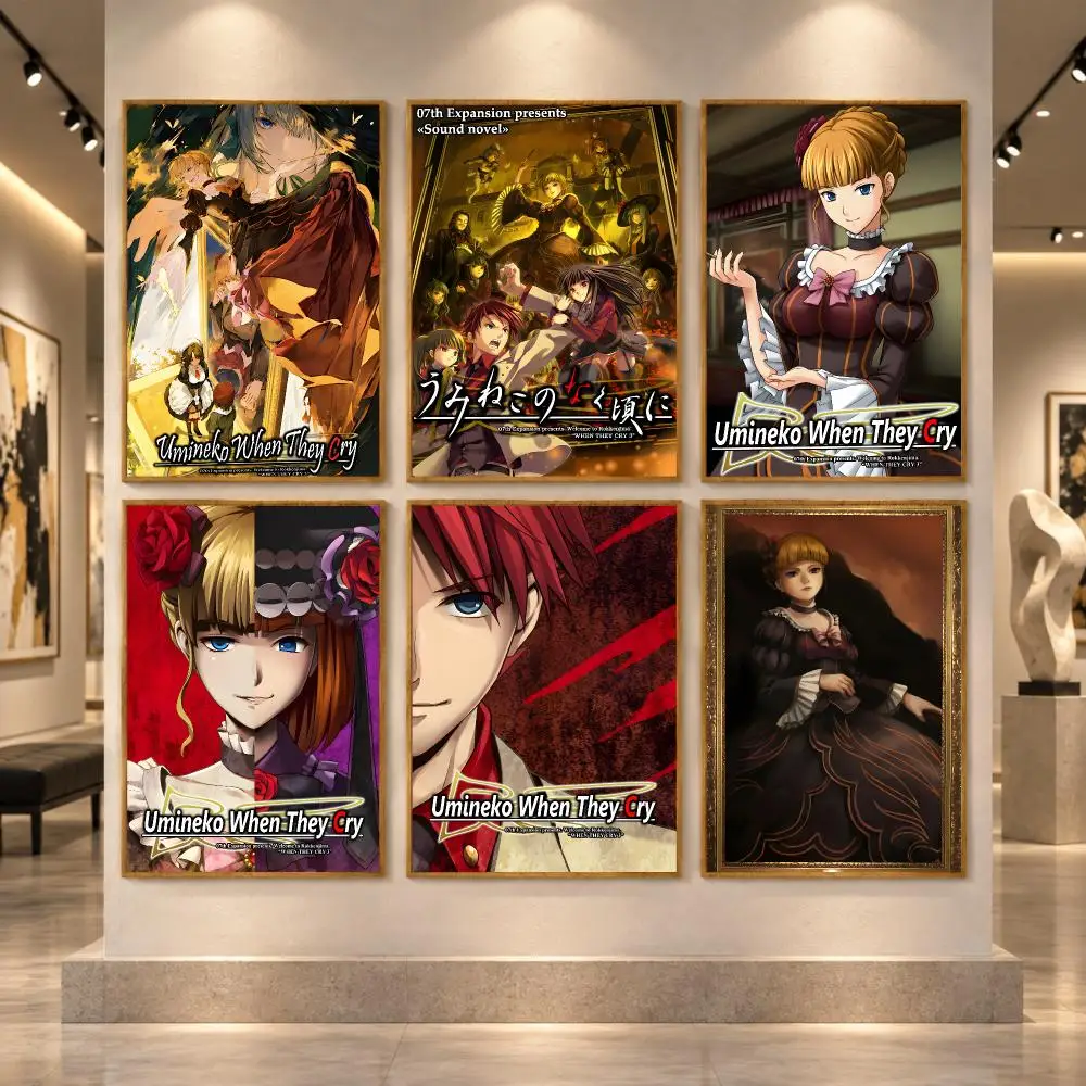 Game U-Umineko When They Cry Poster Self Adhesive Wall Stickers Decals for Bedroom Living Room Office Home Decor Decoration Gift