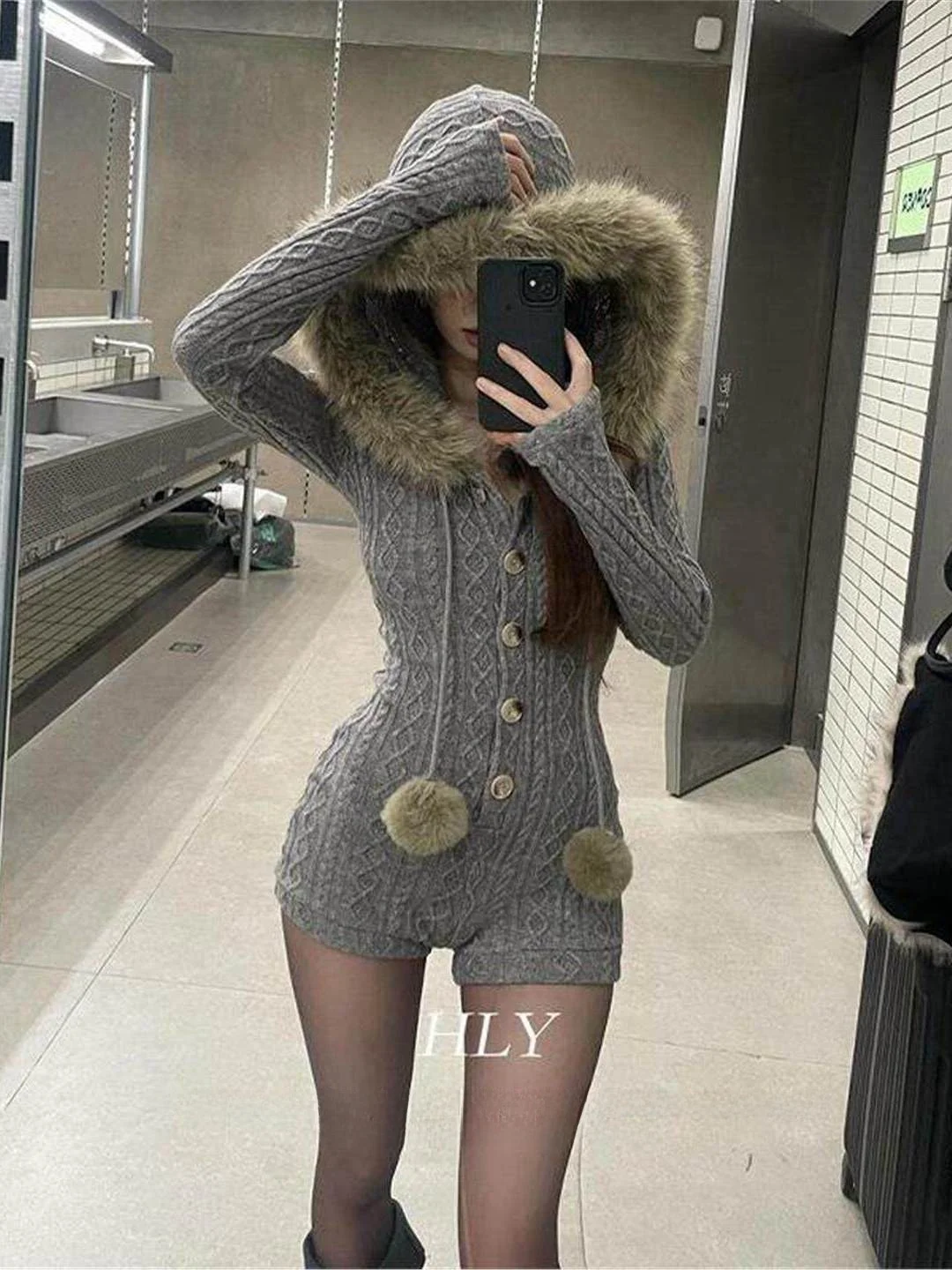 

American Sle Hot Girl вязаный длинный комбинезон-комбинезон для женщин ранней осени Elely Slim Fit базовый слой брюки пальто