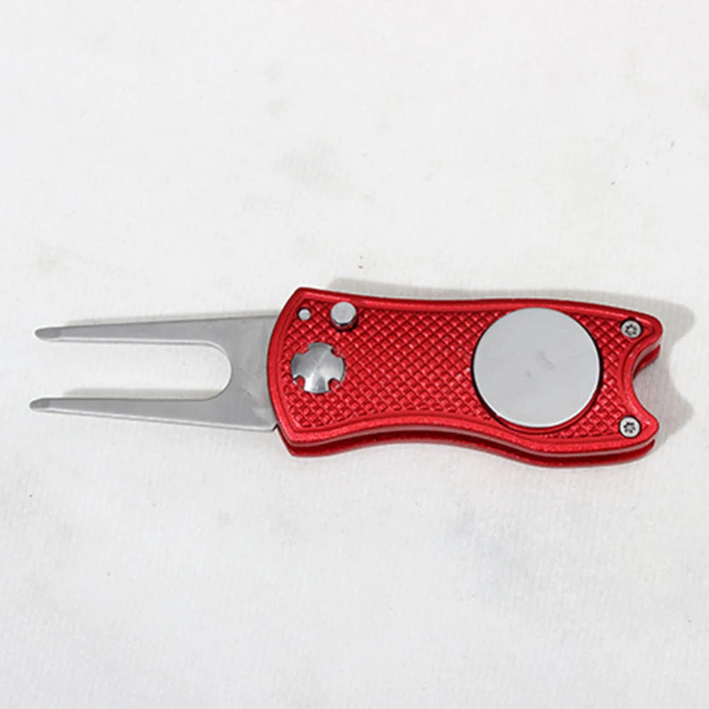 

Stainless Steel Foldable Divot Repair Tool Ball Marker Golf Pitch Fork Putting Green Golfer Training Accessory