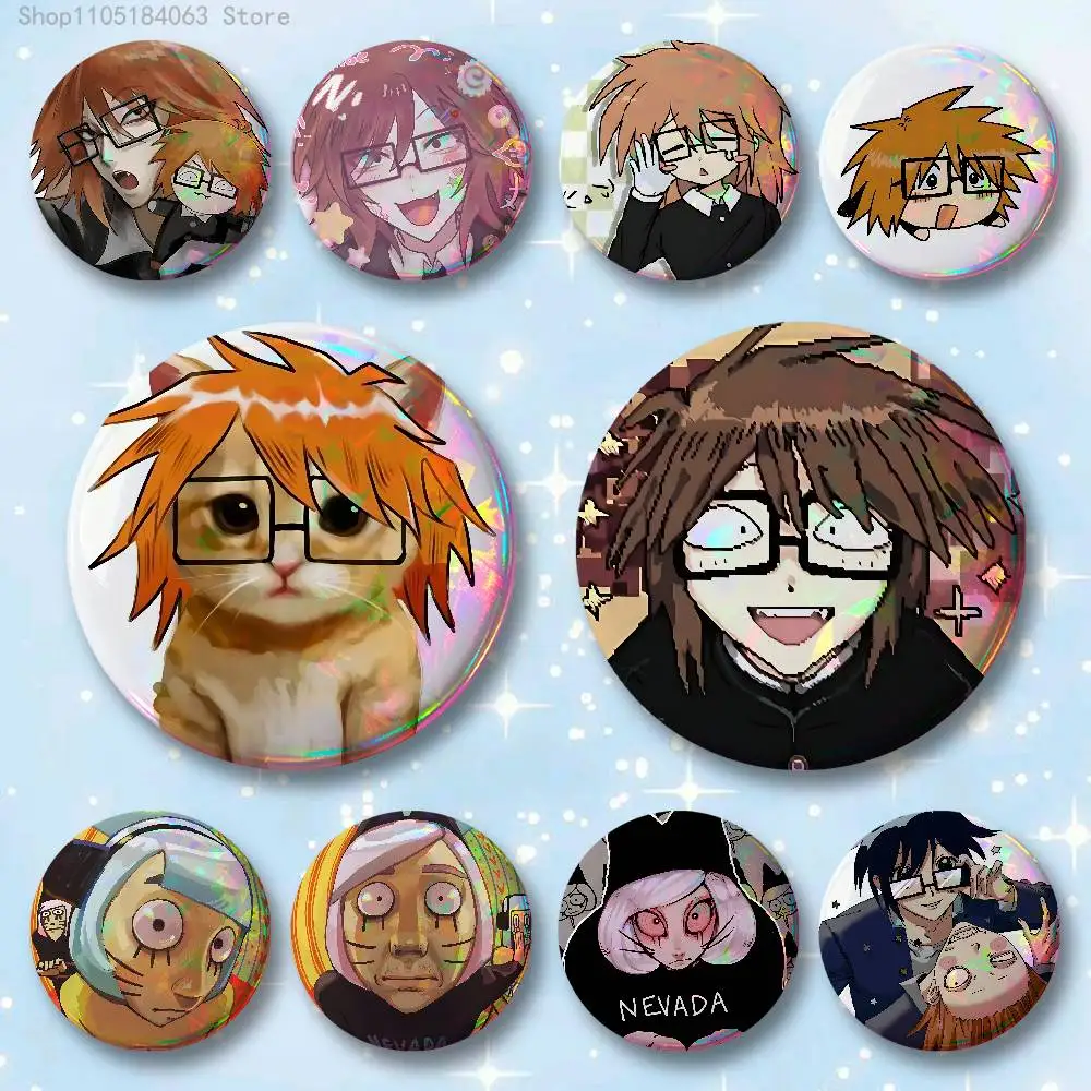 R-Rnfren Randal Luther Nyon Badges 25 32 44 58 75 mm Round Cosplay Pin Bag Decor Fans Collect Friends Gifts Brooch Souvenir