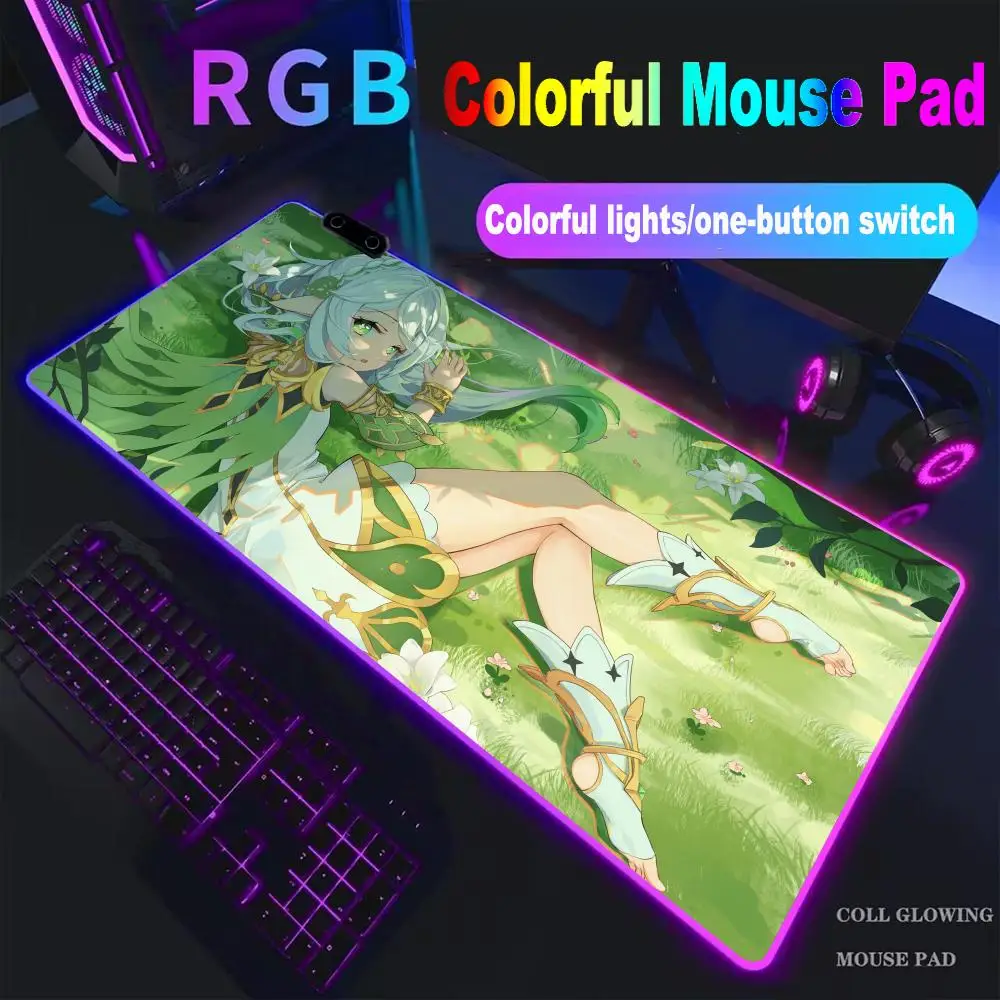 

Gamer G-enshin Impact Nahida Mouse Pad High-end E-sports Mouse Pad RGB Mouse Pad LED Pc Large Student Writing Pad Gamer Mat XAXC