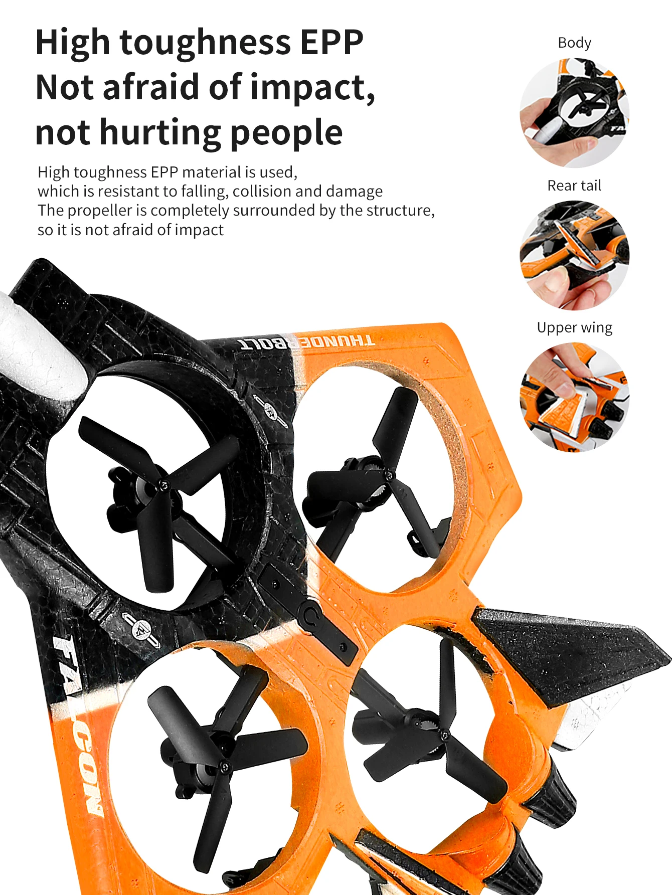 Aeronave de controle remoto -360 °   Anti queda dublê giratório e giratório LED quadcopter, modelo leve de brinquedo de caça