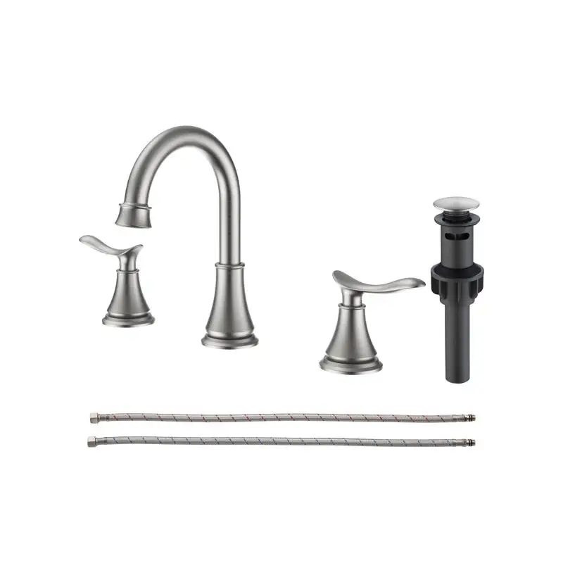 

8-inch Widespread Bathroom Sink Faucet Brushed Nickel with 360-Degree Swivel Spout for Vanity and Basin Installation
