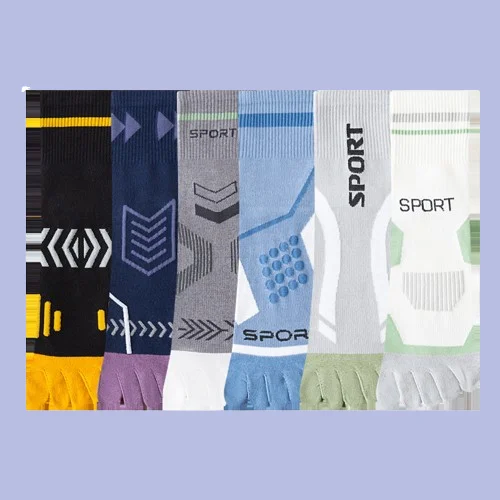 Chaussettes de sport respirantes à cinq doigts pour hommes, absorbant la transpiration, mi-tube, fente, haute qualité, mode, Parker, 5/10 paires