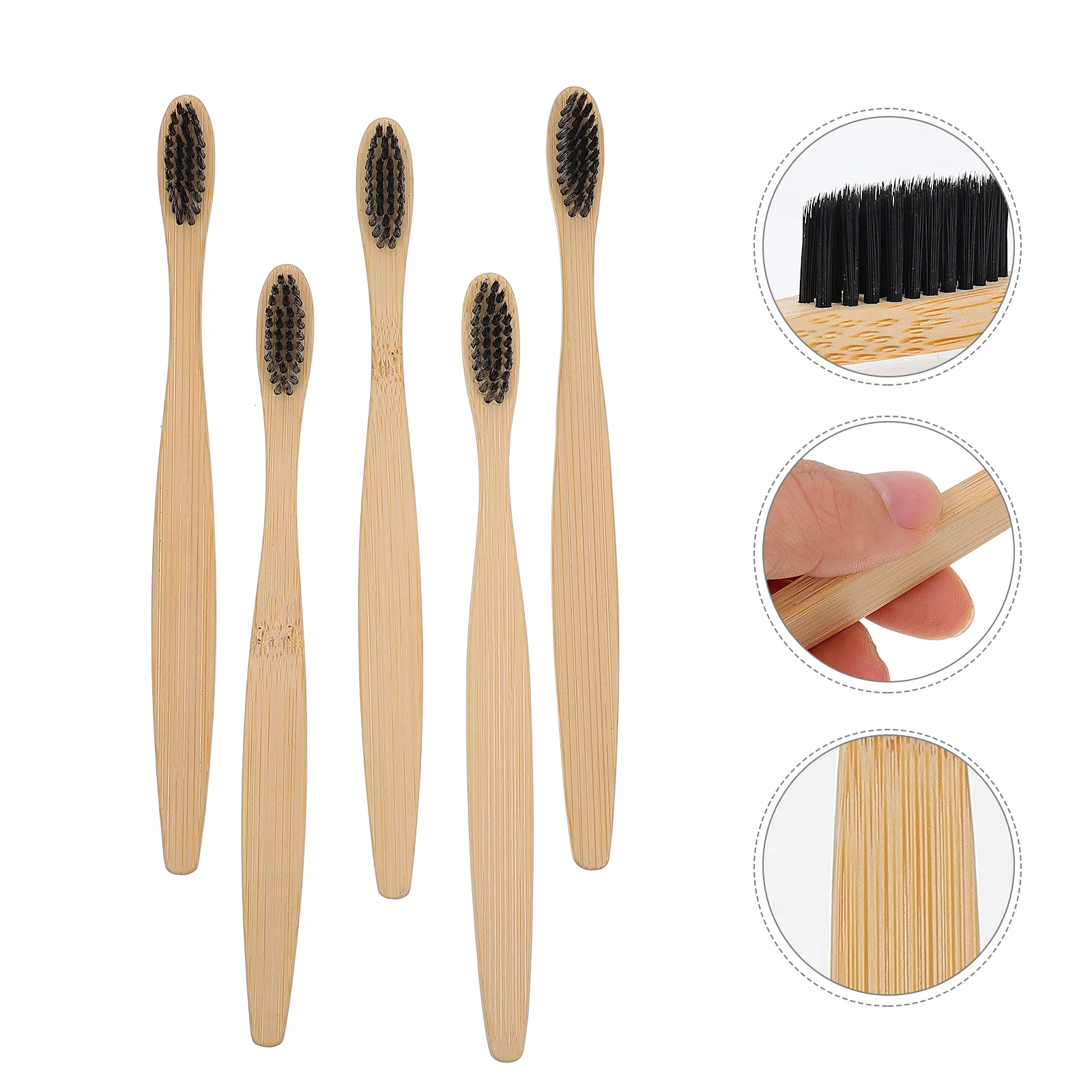 

10 Pcs Soft Bristle Toothbrush Wooden Bamboo Handle Natural Handheld Toothbrushes Child