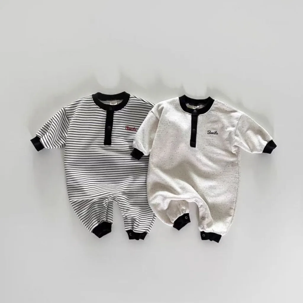 

2025 Autumn New Baby Long Sleeve Romper Boy Girl Newborn Casual Striped Jumpsuit Infant Toddler Cotton Clothes 0-24M