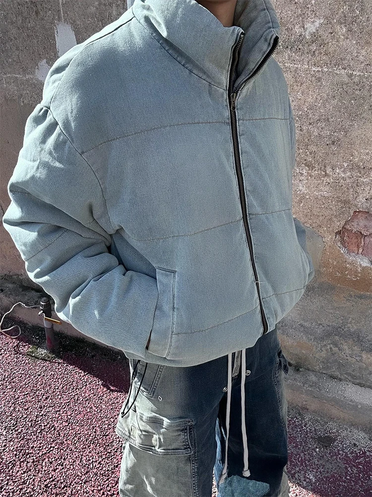 

Retro American Waed ort Jeans Cotton Jaet Men's Sle Autumn Winter Streetwear Outerwear Warm Thiened Long Sve Zipper